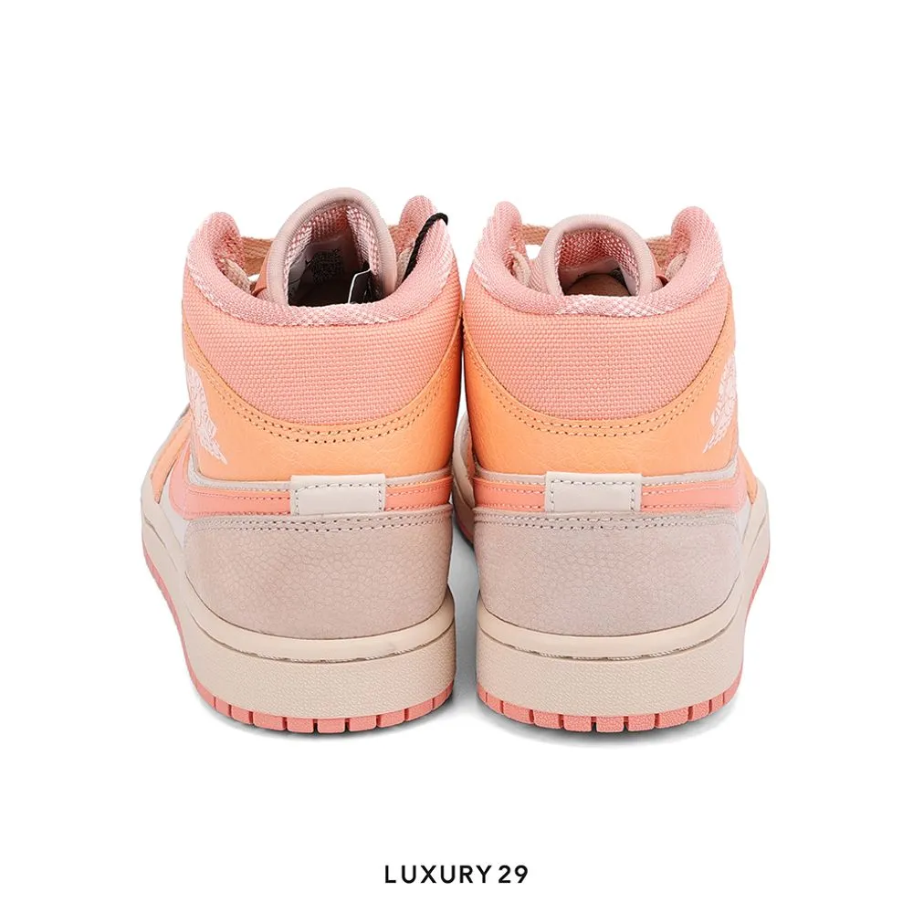 Nike Jordan 1 Mid Apricot Orange (Women's)(W)(37.5, Orange)