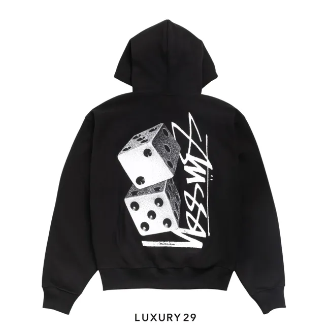 STUSSY TALL DICE ZIP HOODIE BLACK