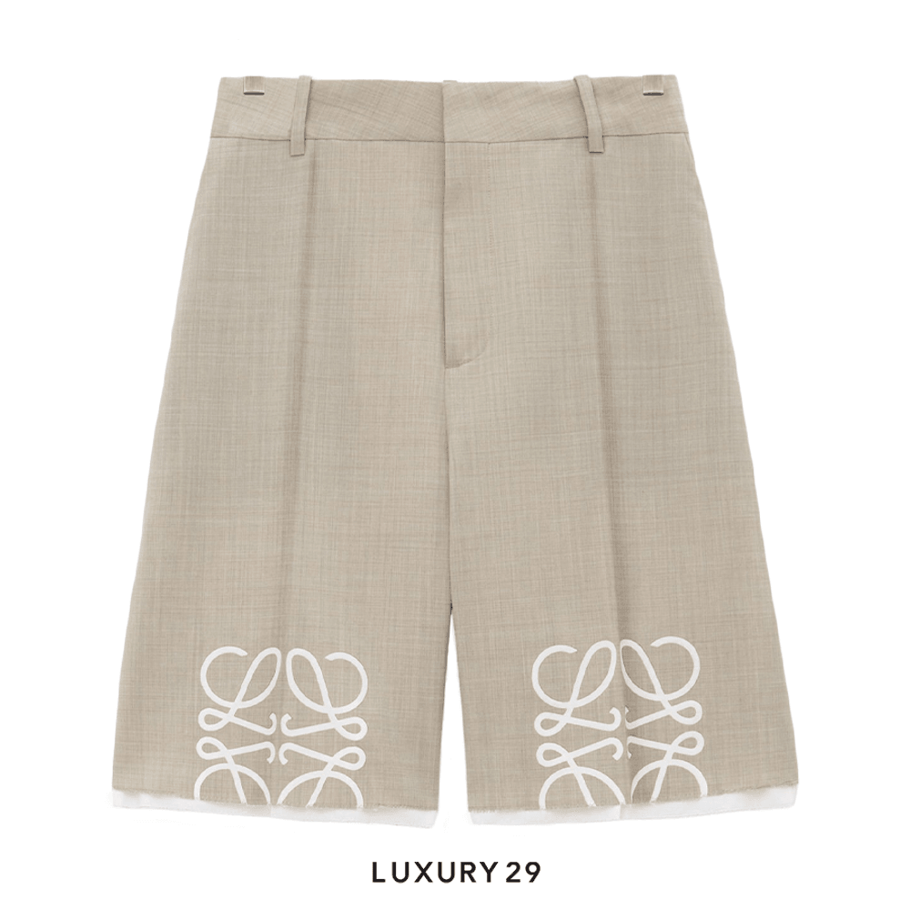 LOEWE Anagram shorts in wool Light Beige Melange(34, Neutrals)