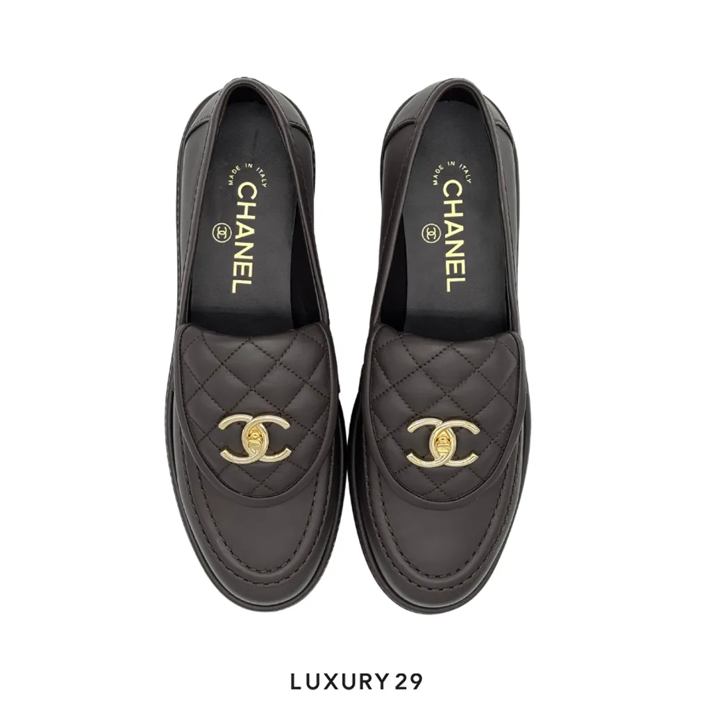 Chanel Moccasins Brown(38, Brown)