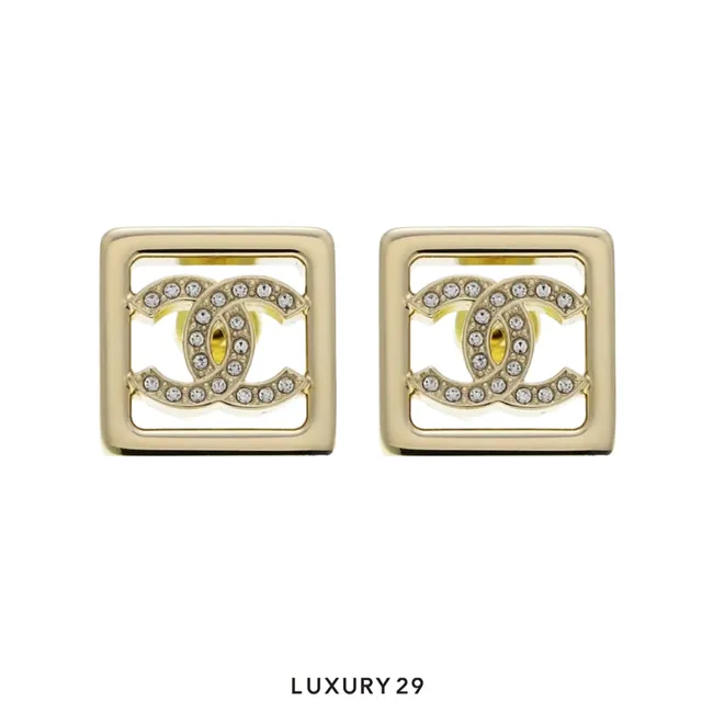 Chanel Elegant square CC logo stud earrings