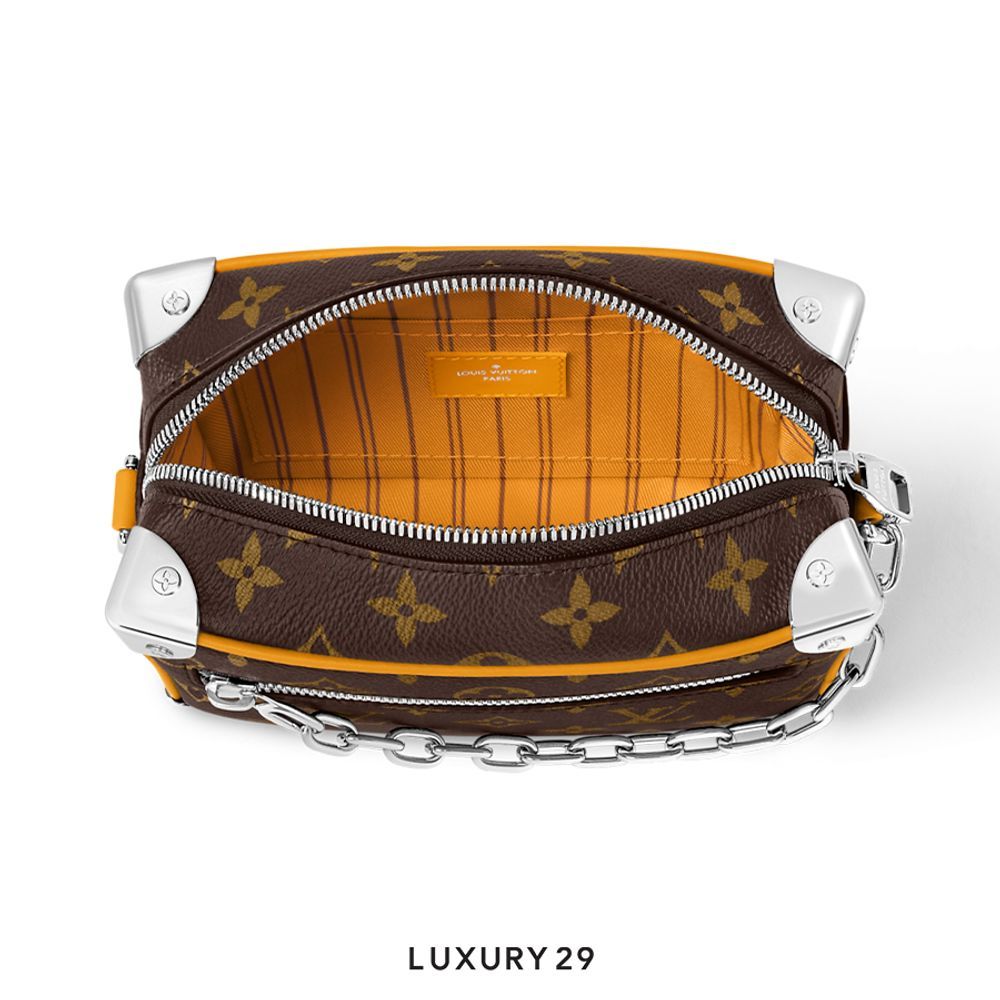 Louis Vuitton LV Mini Soft Trunk Bag Monogram Macassar canvas with silver-toned hardware and cowhide leather Safran Yellow(Small, Brown)