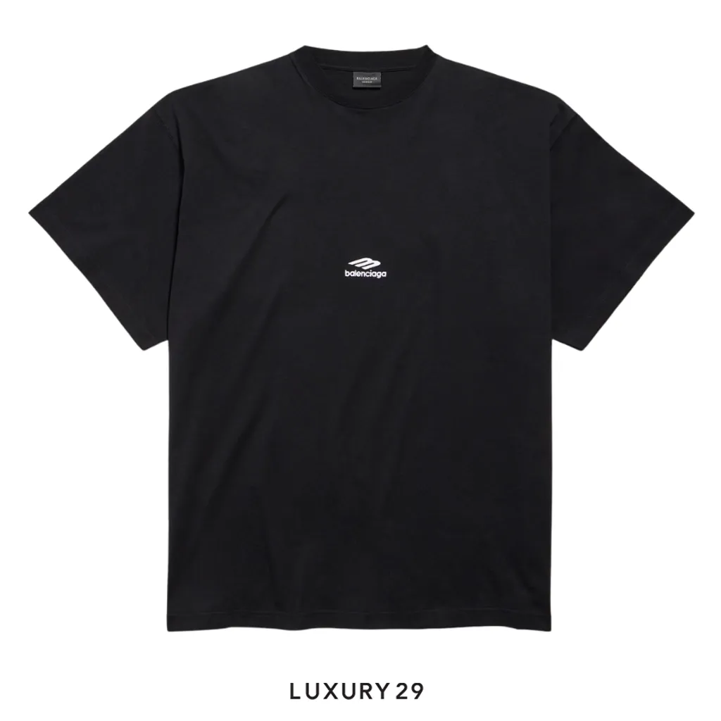 Balenciaga 3b Sports Icon Oversized T-shirt in Washed Black/white(S, Black)