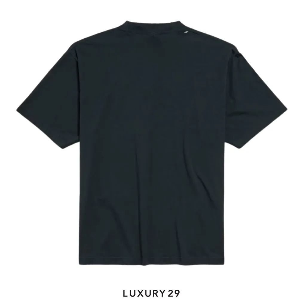 Balenciaga Medium Fit T-shirt INTERNATIONAL FRACE DRY JERSY FADE BLACK(S, Black)