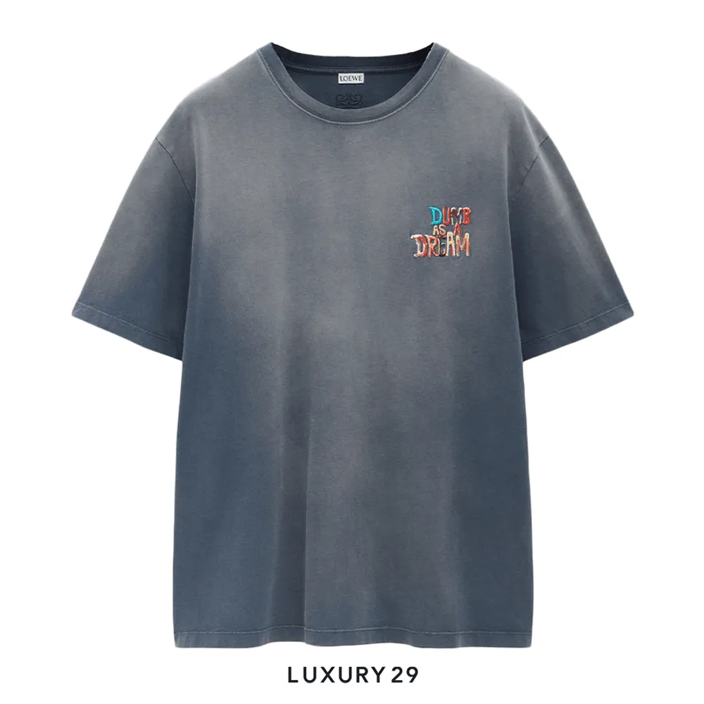 Loewe Loose fit T-Shirt in Cotton Blue/Multicolor(L, Blue)