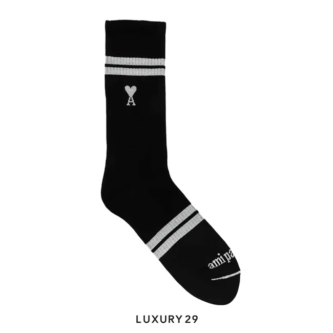 AMI DE COEUR STRIPED SOCKS BLACK