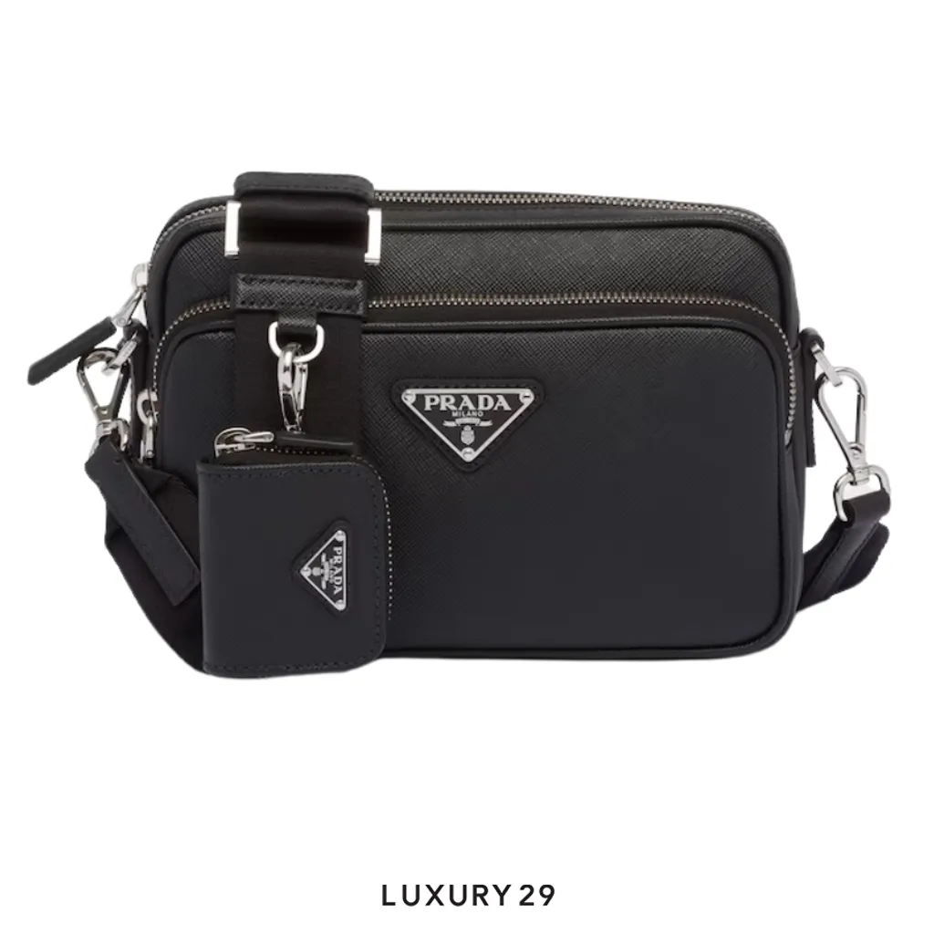 Prada Saffiano leather shoulder bag Black(Small, Black)