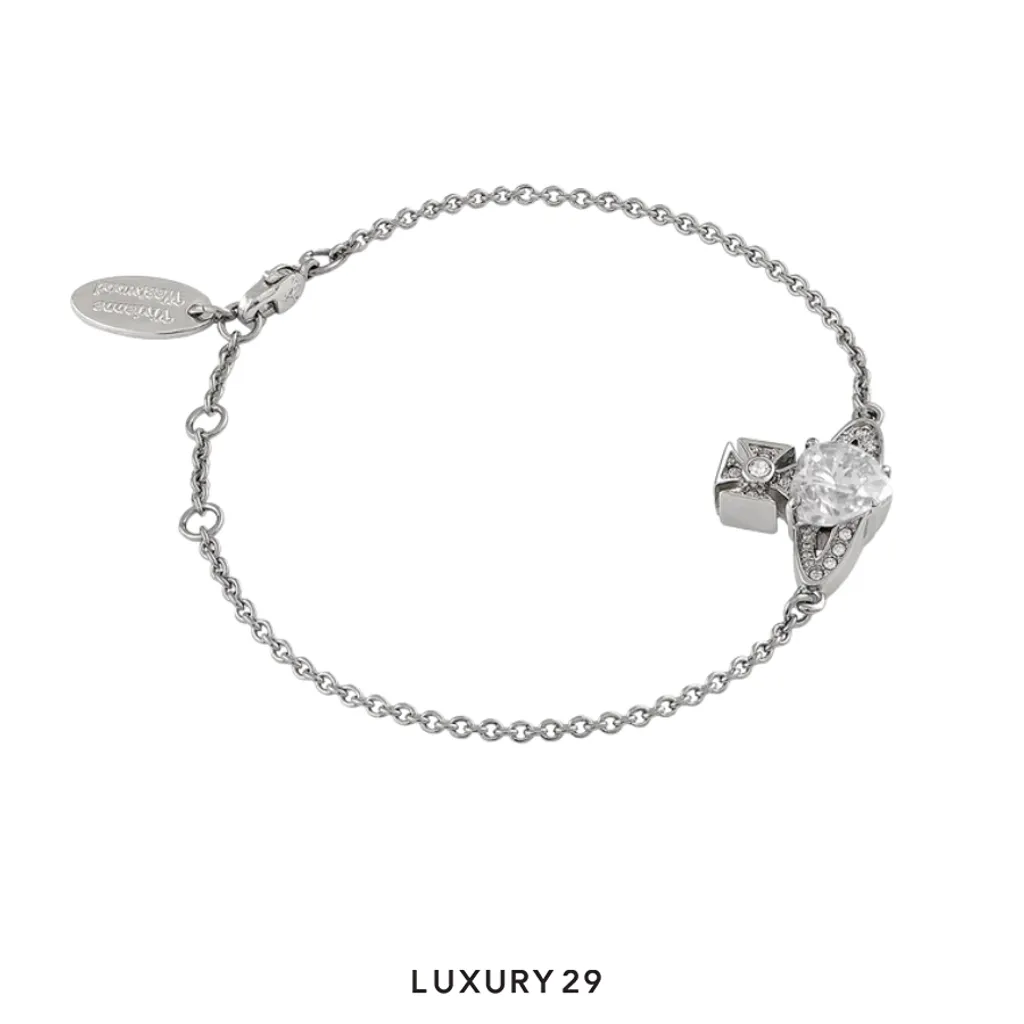 Vivienne Westwood Ariella Bracelet Platinum/White CZ(Free Size, Silver)