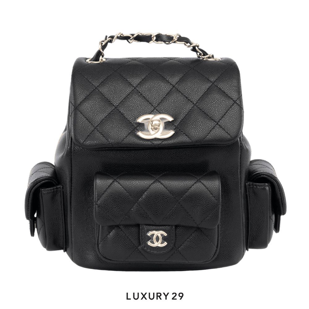 Chanel Small Backpack In Grained Shiny Calfskin With Gold-Tone Metal Black(Small, Black)