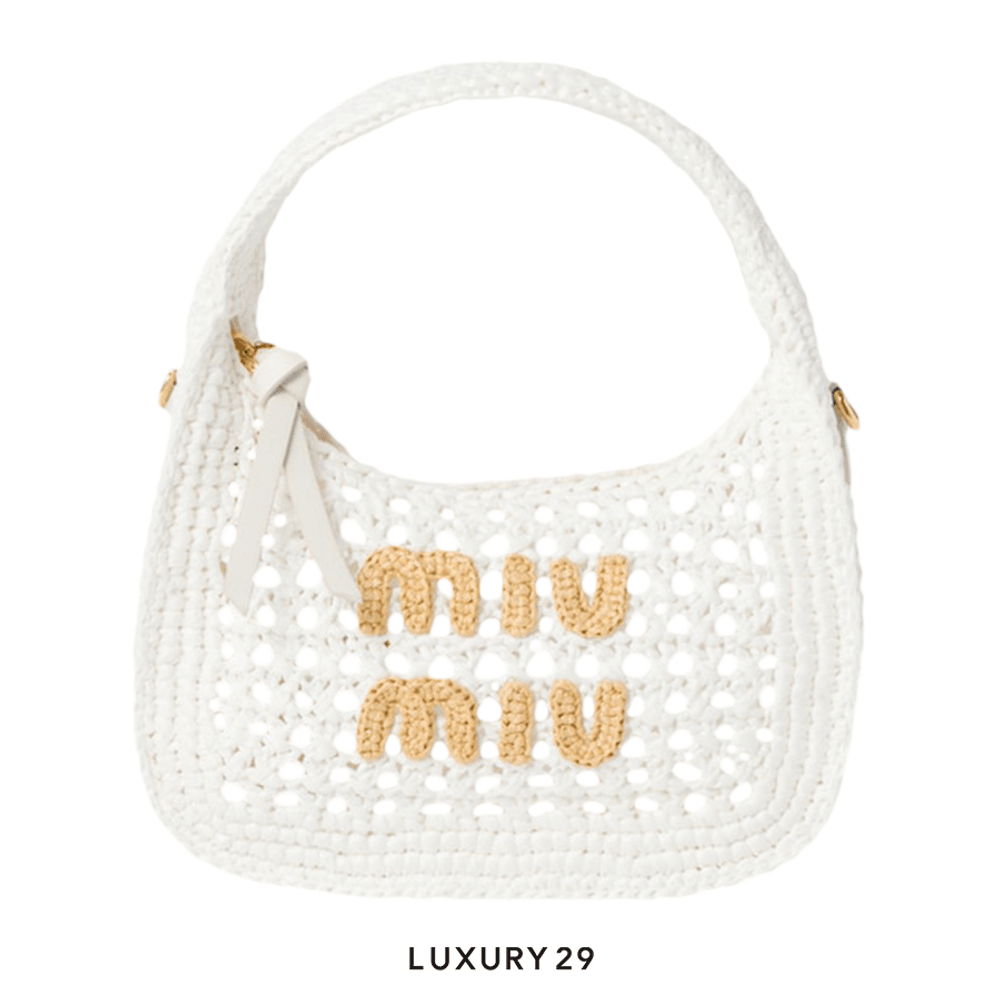 ショルダーバッグ・ポシェット MiuMiu | Wander woven fabric hobo bag MIU MIU Wander Woven Fabric Hobo Bag in Beige | COCOON
