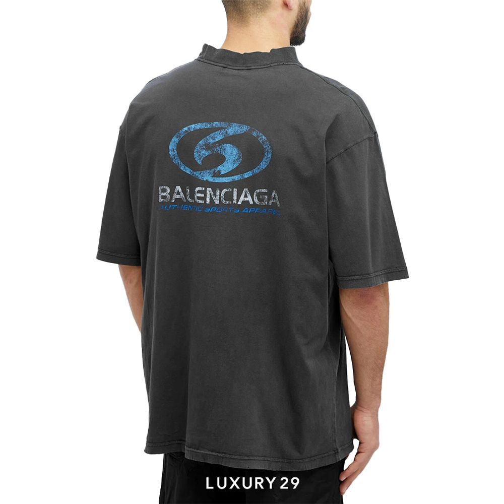 Balenciaga T-Shirt Surfer Thin Jersey Faded Black(XS, Black)