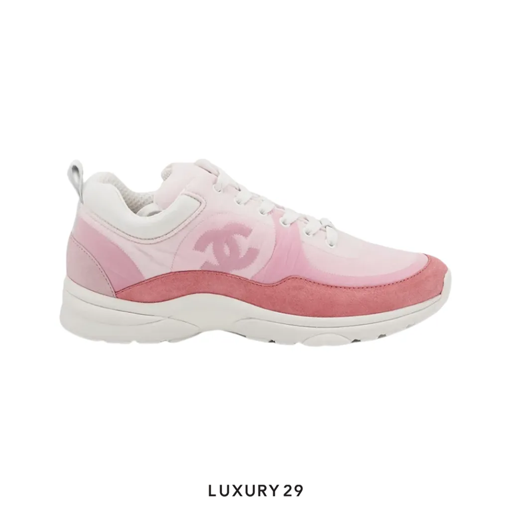 Chanel Trainers Fabric & Suede Calfskin Pale Pink(39.5, Pink)