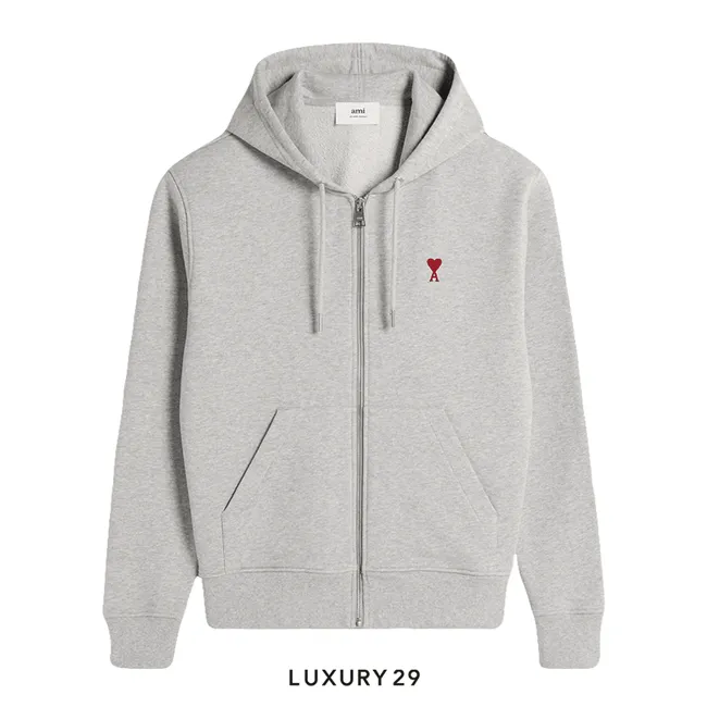AMI Red Ami de Coeur Zipped Hoodie