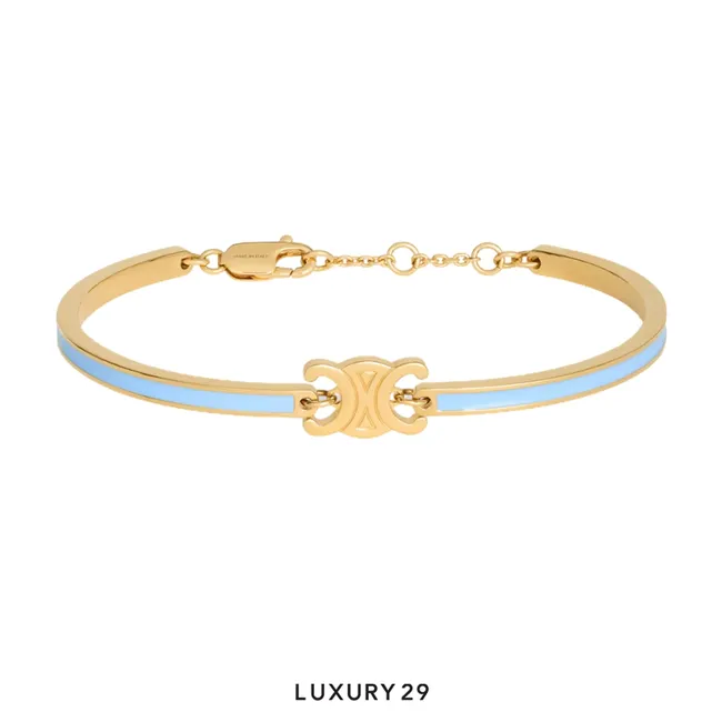 Celine Triomphe Articulated bracelet Light blue/Gold