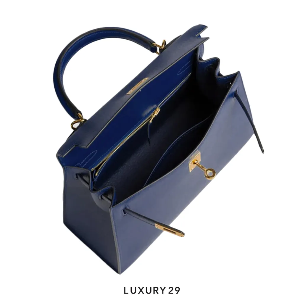 Hermes Sac kelly II Sellier 25 VEAU EPSOM S4 DEEP BLUE(Small, Blue)