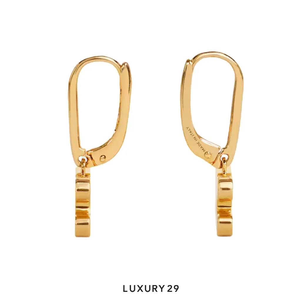Celine Rhinestone triangular earrings Gold(Free Size, Gold)