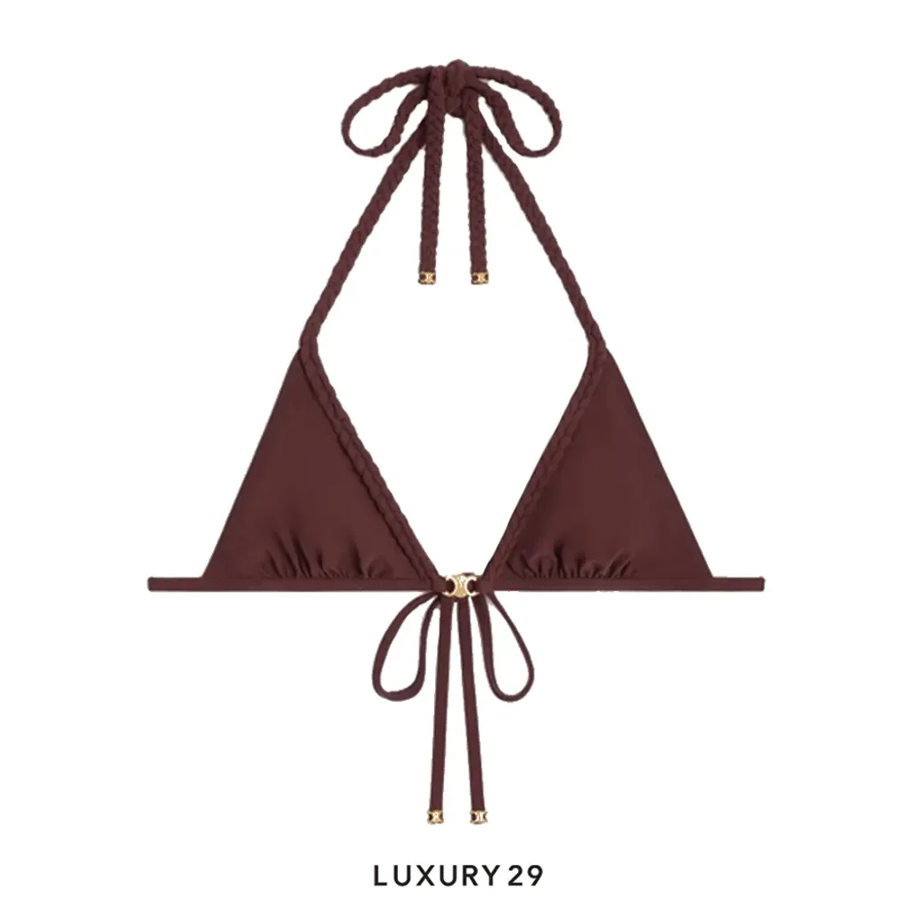 Celine triomphe triangle top in matte jersey Prune(36, Purple)