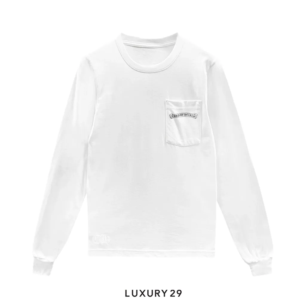 Chrome Hearts LONGSLEEVE POCKET CREW T-SHIRT U.S.A. White(L, White)