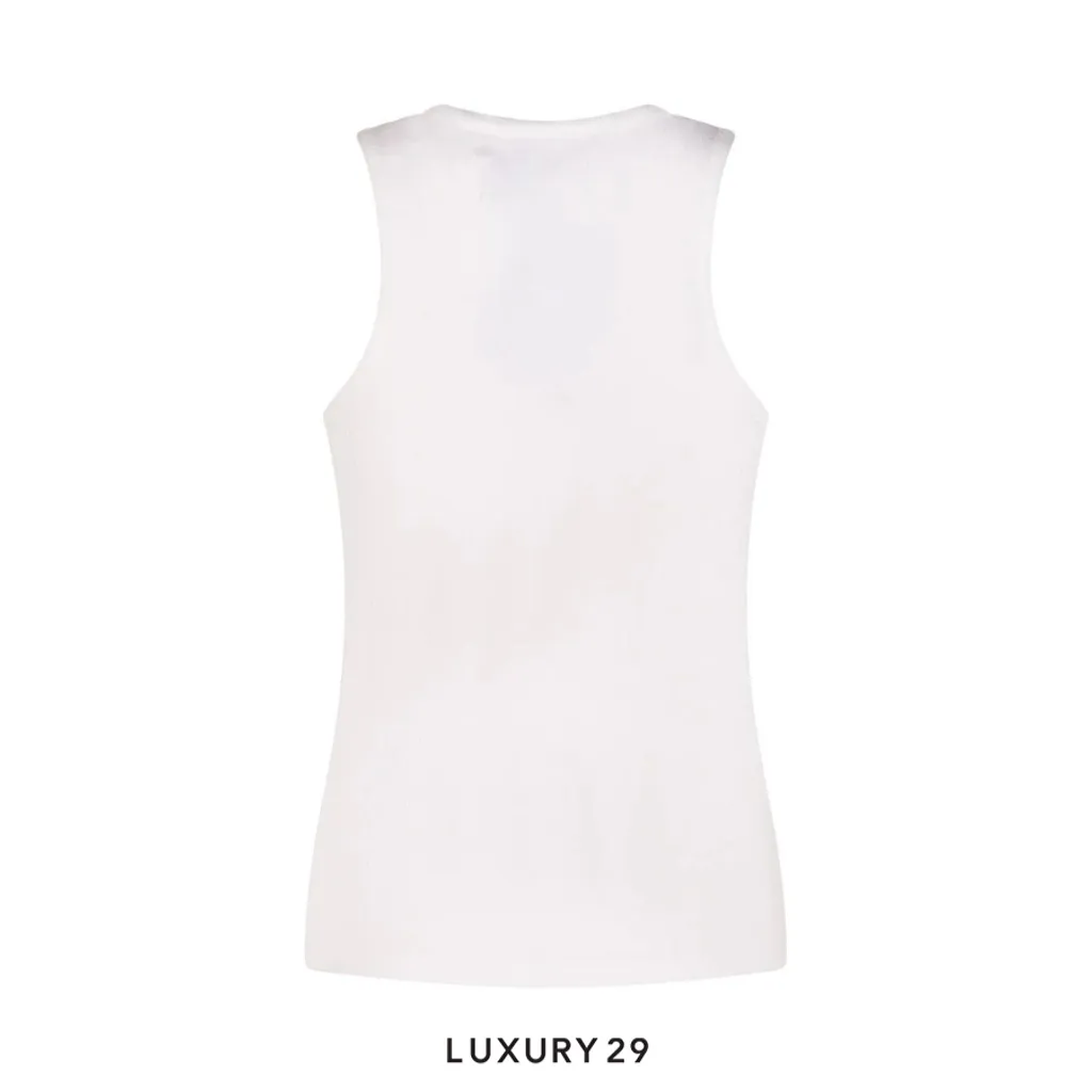 Vivienne Westwood Orb Embroidered Ribbed Tank Top(XS, White)