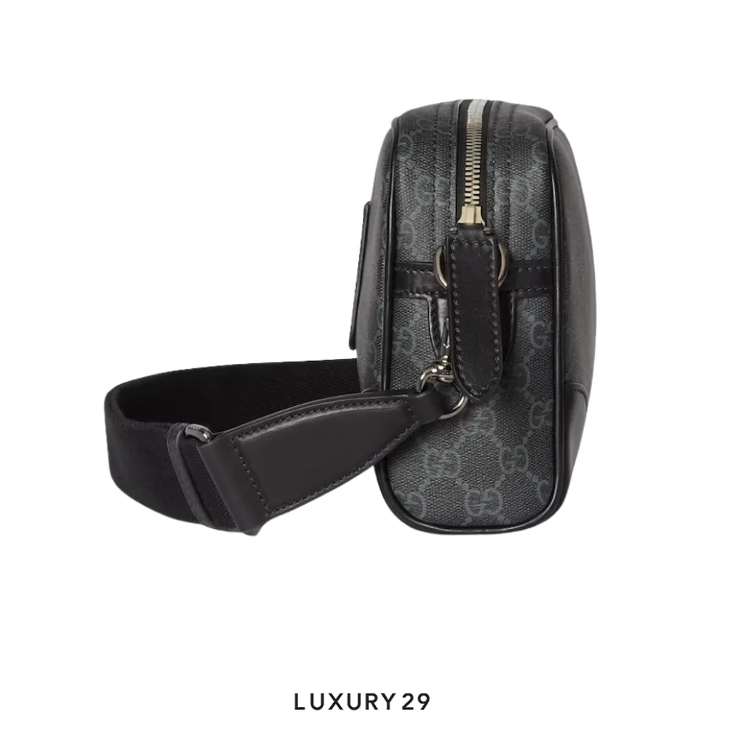 Gucci GG Emblem small crossbody bag Black new GG Monogram coated fabric(Small, Black)