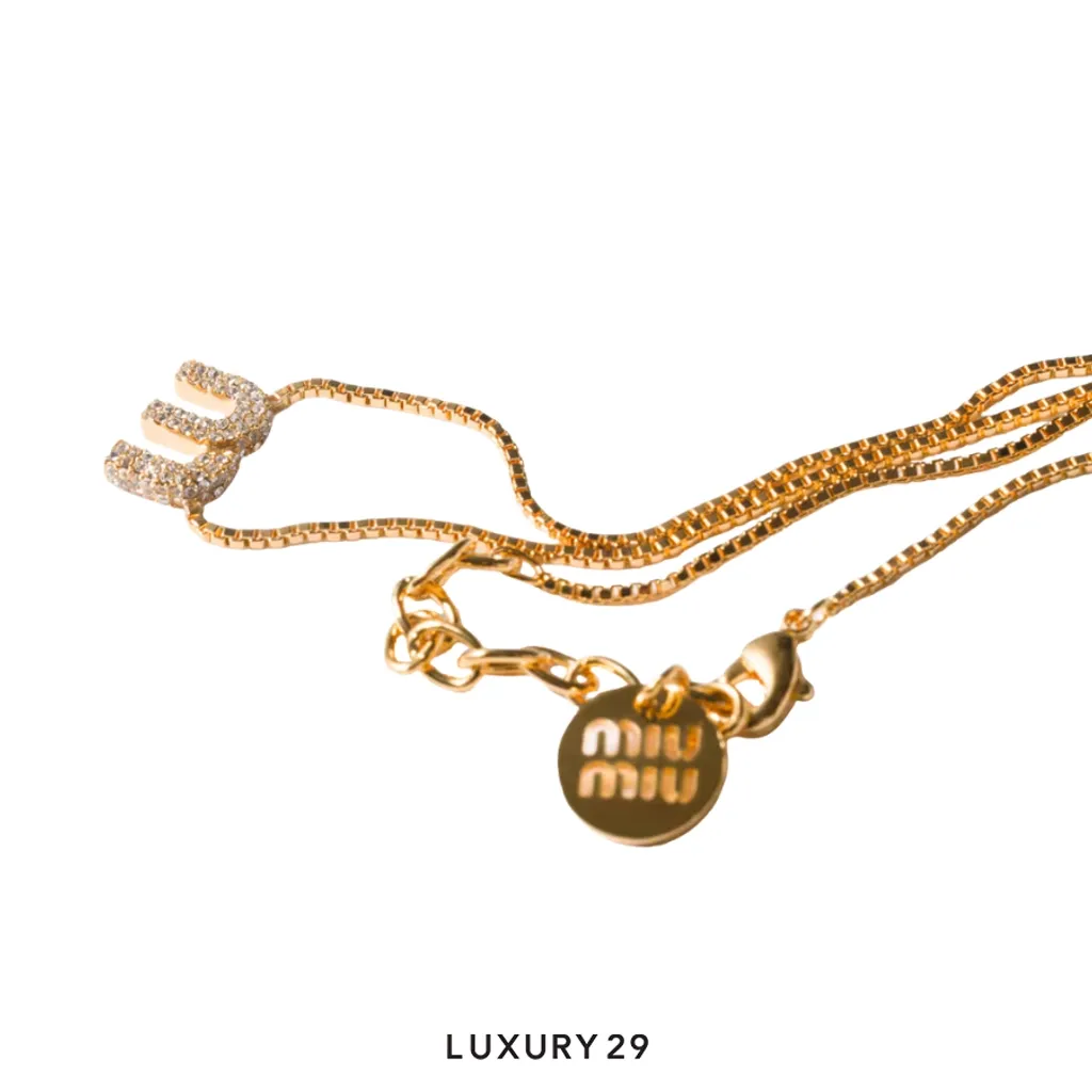Miu Miu Metal necklace with crystals Gold(Free Size, Gold)