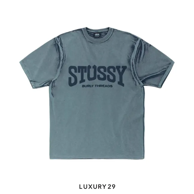 STUSSY BURLY STONE WASHED TEE NAVY