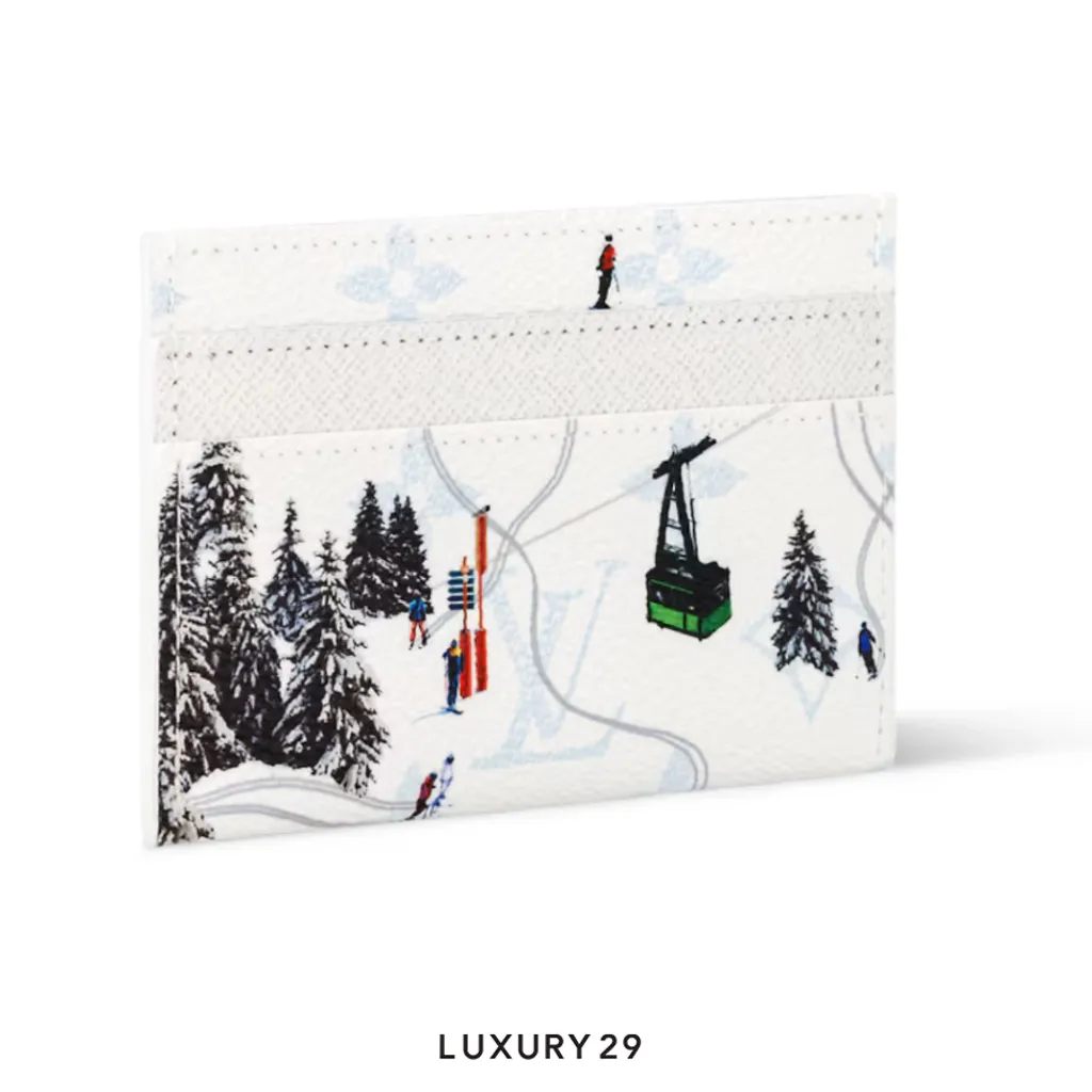 Louis Vuitton LV Double Card Holder Colored Monogram Canvas Ski White(Small, White)