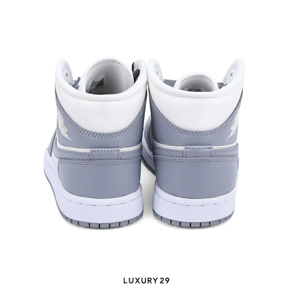 Nike Jordan 1 Mid Stealth (Women's)(W)(38, Grey)