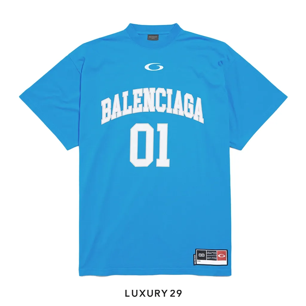 Balenciaga Men's Basketball Series - Oversized T-shirt in Blue(S, Blue)
