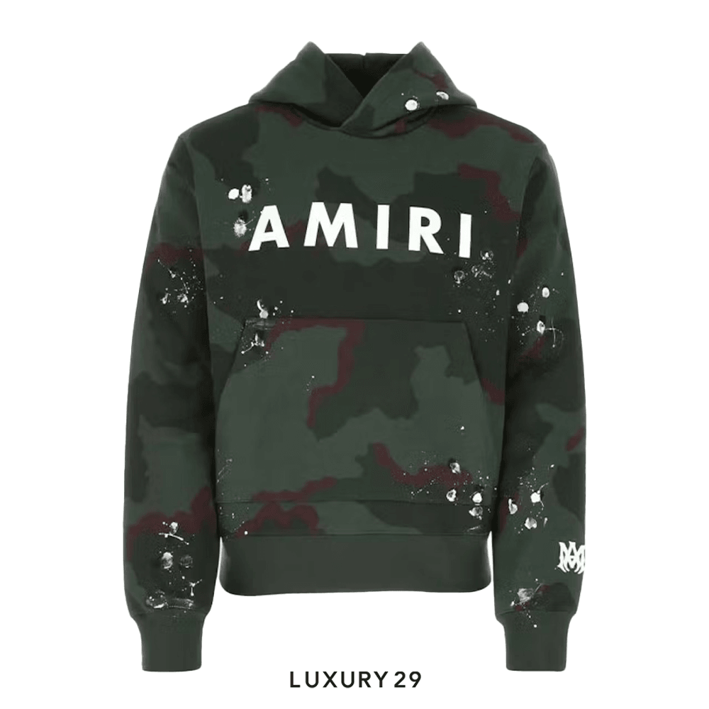 Amiri Army Logo Hoodie 'Camo'(L, Green)
