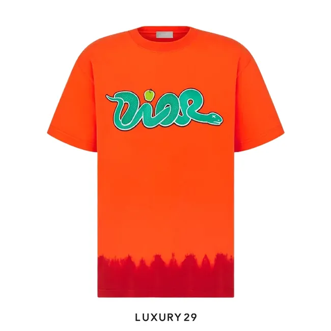 Dior x Kaws Cotton Jersey T-Shirt Orange Red
