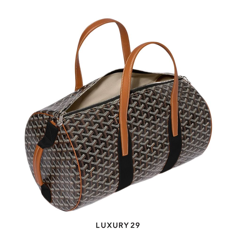 Goyard Barrel 40 Sports Bag Black & Tan(Small, Brown)