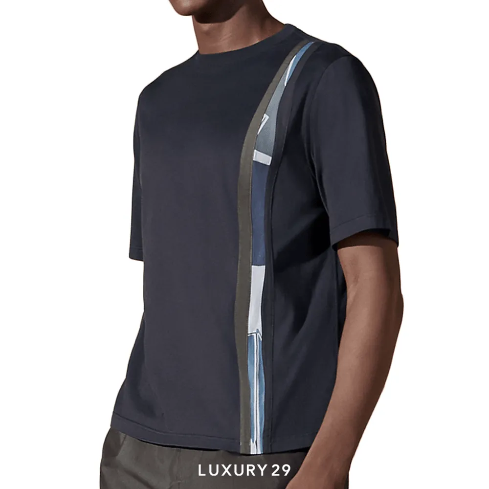 Hermes "Onde coloree" t-shirt Marine(XL, Blue)