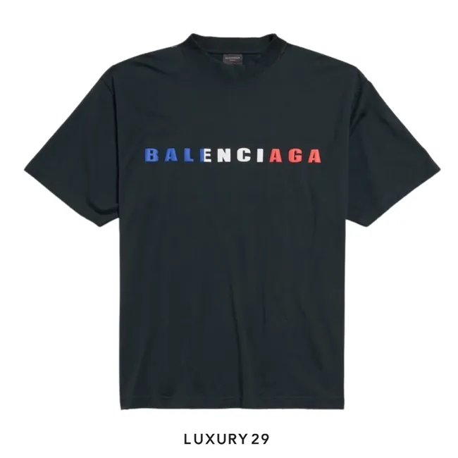 Balenciaga Medium Fit T-shirt INTERNATIONAL FRACE DRY JERSY FADE BLACK