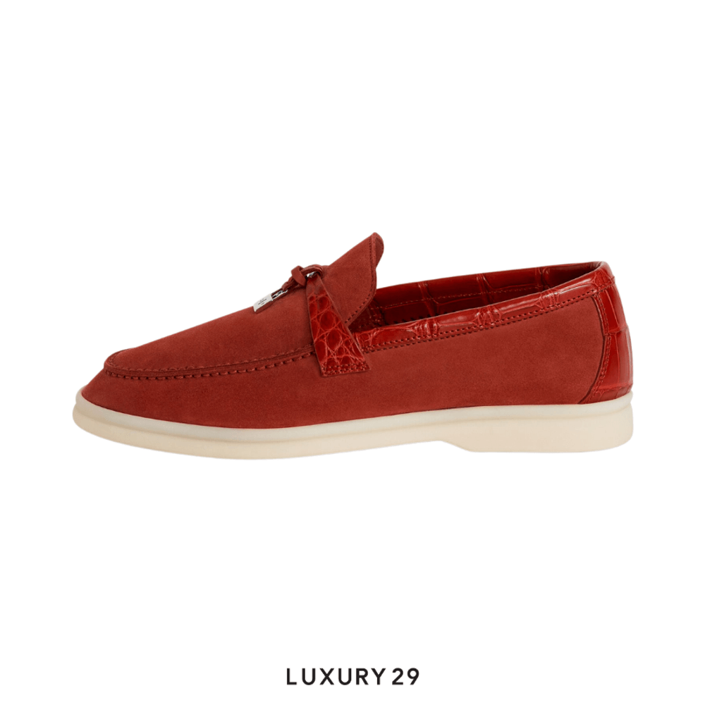 Loro Piana Summer Charms Walk Suede Raw Sienna(40, Brown)