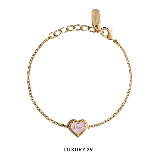 Dior Heart Locket Bracelet, Dior Qixi model Gold-plated metal and rose gold enamel work