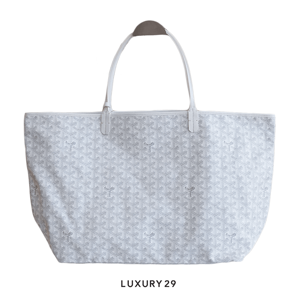 Goyard Saint Louis GM Bag White Hand-Painted Heart Navy Blue(Large, White)