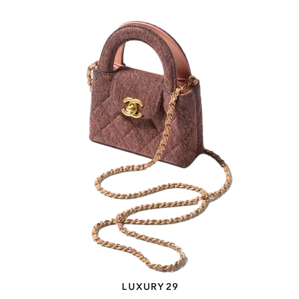 Chanel Micro Shopping Bag Washed Denim Gold Hardware(Mini, Purple)