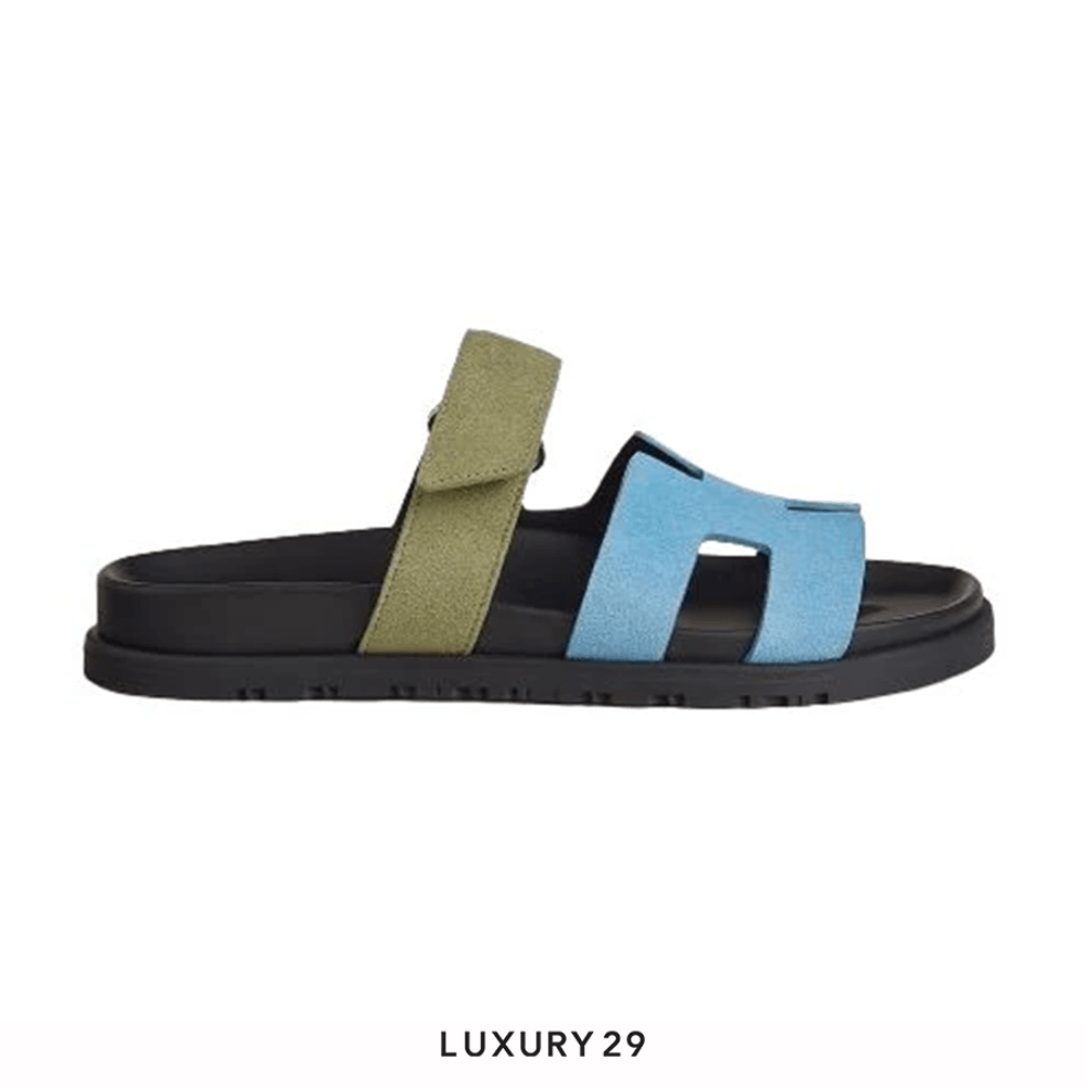 Hermes Chypre sandal Bleu Cameo / Vert Celadon(38.5, Multicolour)