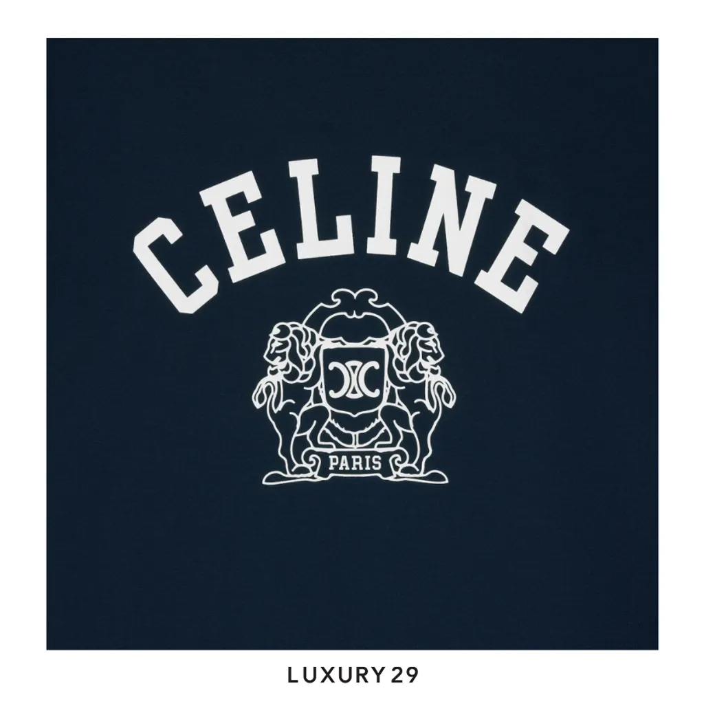 Celine blason 70s t-shirt in cotton jersey Navy(XS, Blue)