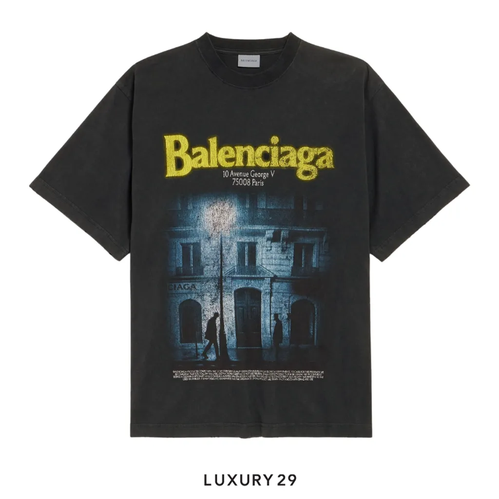 Balenciaga Logo Short Sleeve Crewneck T-Shirt Black(S, Black)