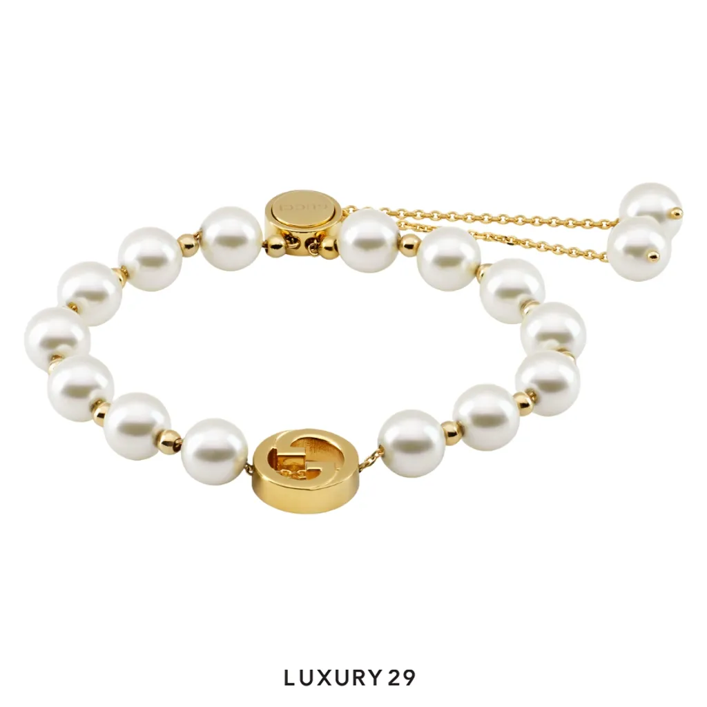 Gucci GG Interlocking pearl bracelet Gold(Free Size, Gold)