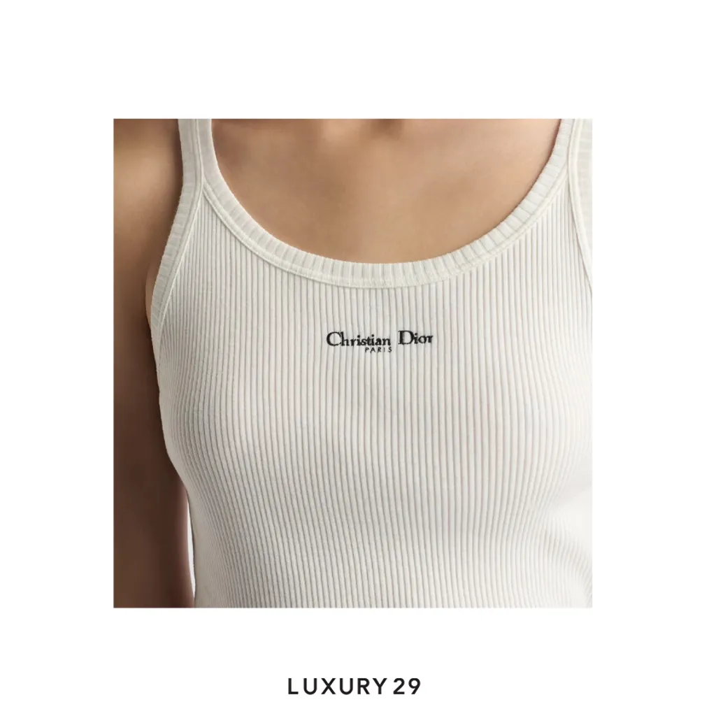 Dior Tank Top Ribbed Cotton Jersey White(XS, White)