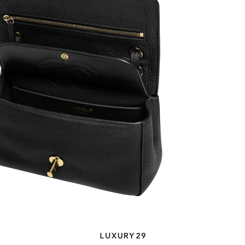 Chanel Mini Preppy Coco Flap Bag Grained Calfskin & Gold-Tone Metal Black(Small, Black)