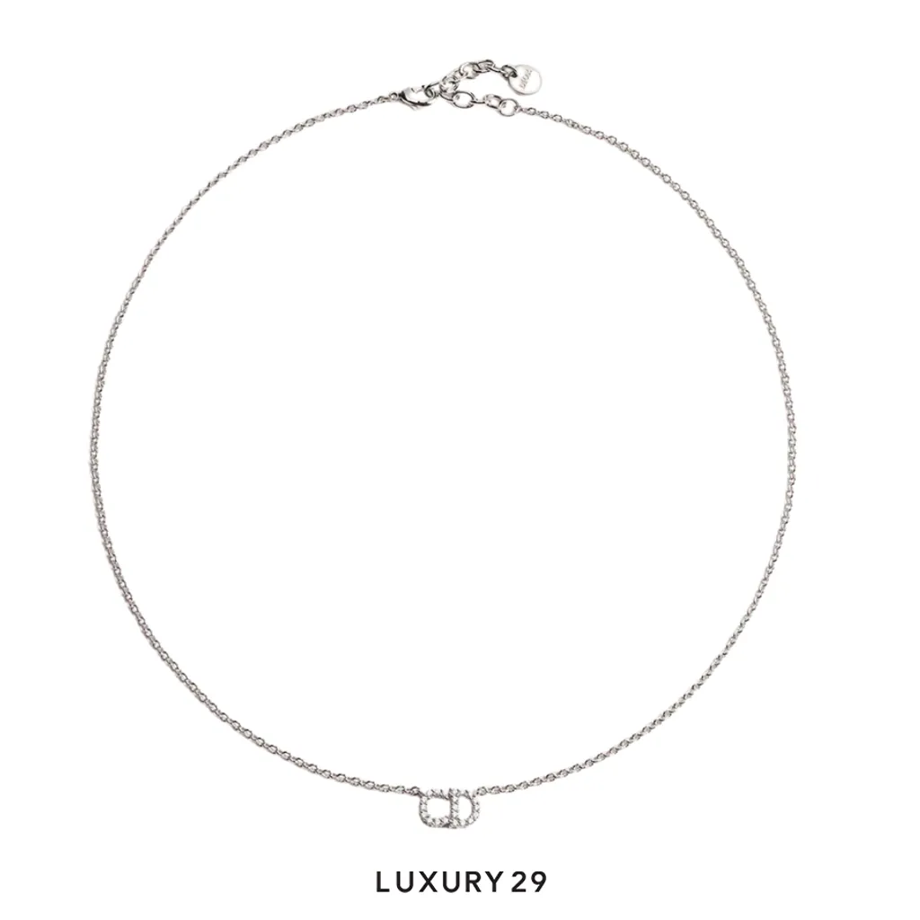 Dior Clair D Lune Necklace Silver-Finish Metal and Sparkling Crystals(Free Size, Silver)