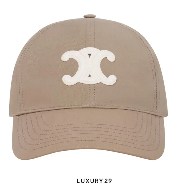 Celine TRIOMPHE Cotton Gabardine Baseball Cap Grey Beige