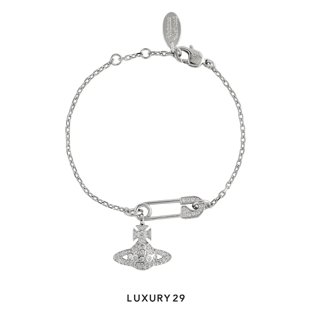Vivienne westwood Lucrece Bracelet Platinum/White CZ(Free Size, Silver)