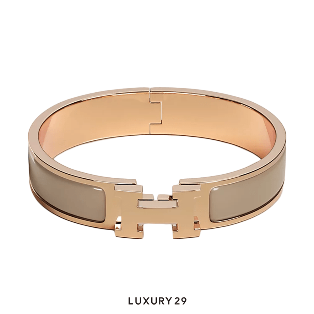 Hermes Clic H Bracelet Rose gold plated PM Marron Glace(Small, Neutrals)