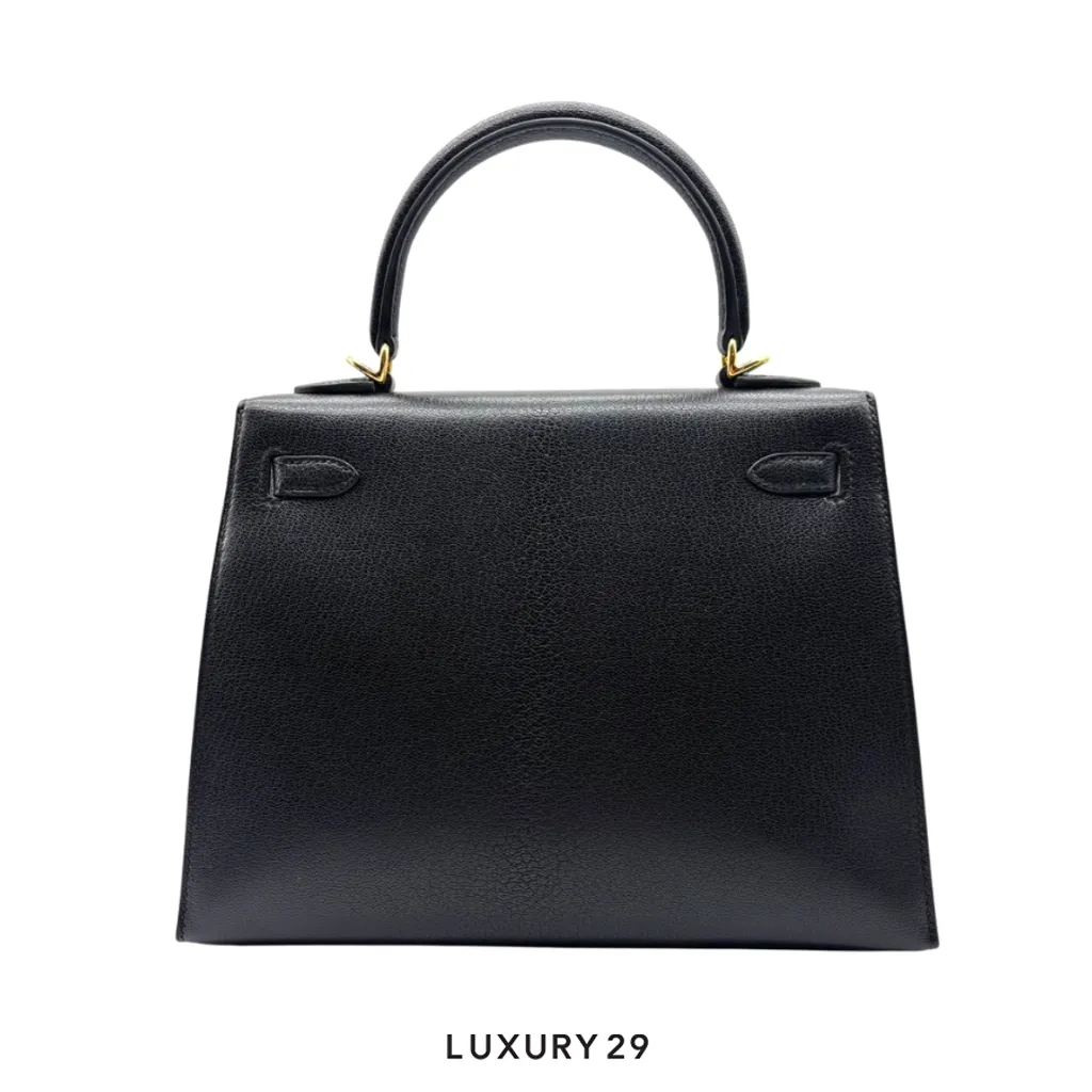 Hermes Kelly Sellier 25 Chevre mysore Noir Gold Hardware / B Stamp (2023)(Small, Black)
