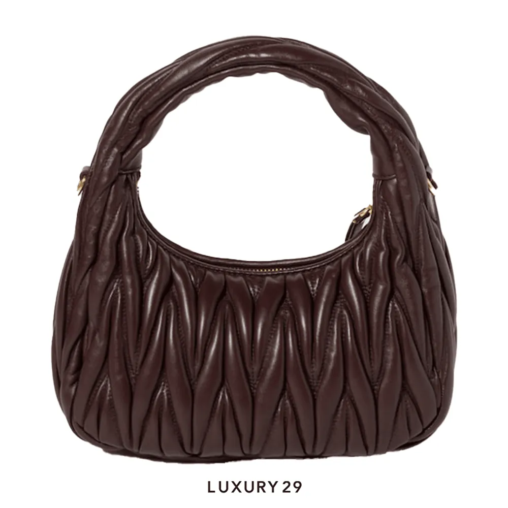 Miu Miu Wander Matelasse Nappa Leather Hobo Bag Briarwood(Small, Brown)